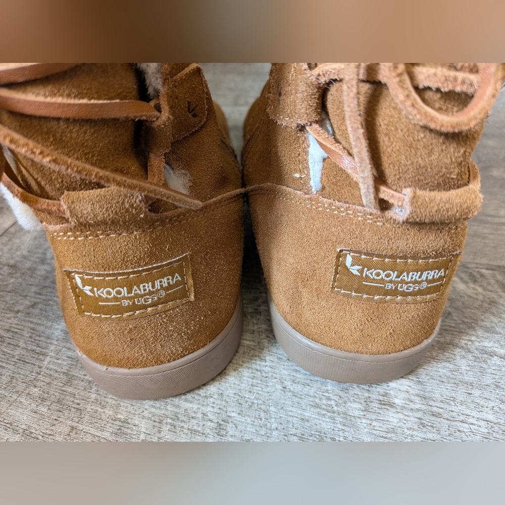 Womens Koolaburra By UGG Short Tan Fleece Boots Sz. 8 - Picture 16 of 16